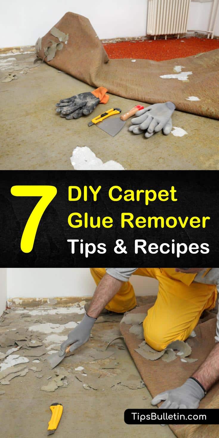 Here are a few step-by-step DIY carpet glue removal methods using white vinegar, dish soap, and elbow grease. You can even loosen carpet adhesive using an iron, some newspaper, and a scraper. #removecarpetglue #howtoremovecarpetglue #removecarpetadhesive