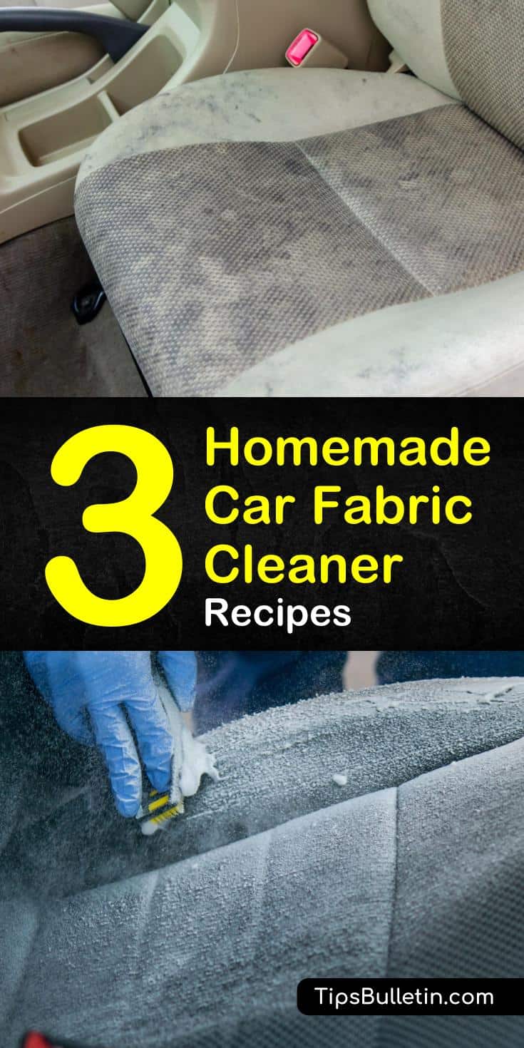 Learn tried-and-true homemade car fabric cleaner recipes with our guide, and keep your car looking and smelling great. Our DIY cleaners will make your car’s carpet and upholstery seem like brand new again. #carcleaning #carfabric #diycleaner