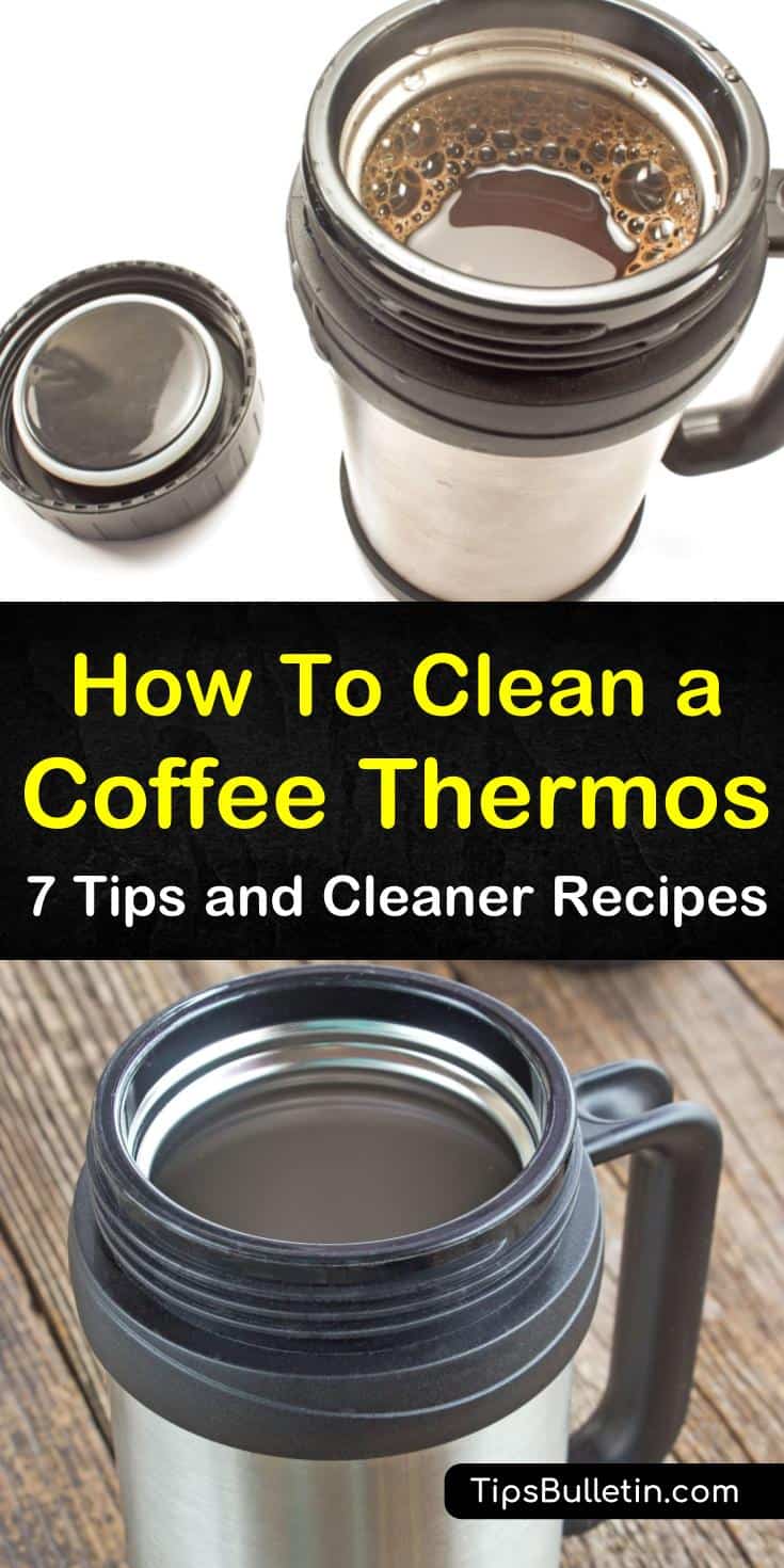 Learn the best ways to remove coffee stains from your travel mugs and thermoses! These cleaning tips all use household items that get rid of grime and build-up, leaving your coffee thermos looking good as new. #clean #coffeethermos #thermos