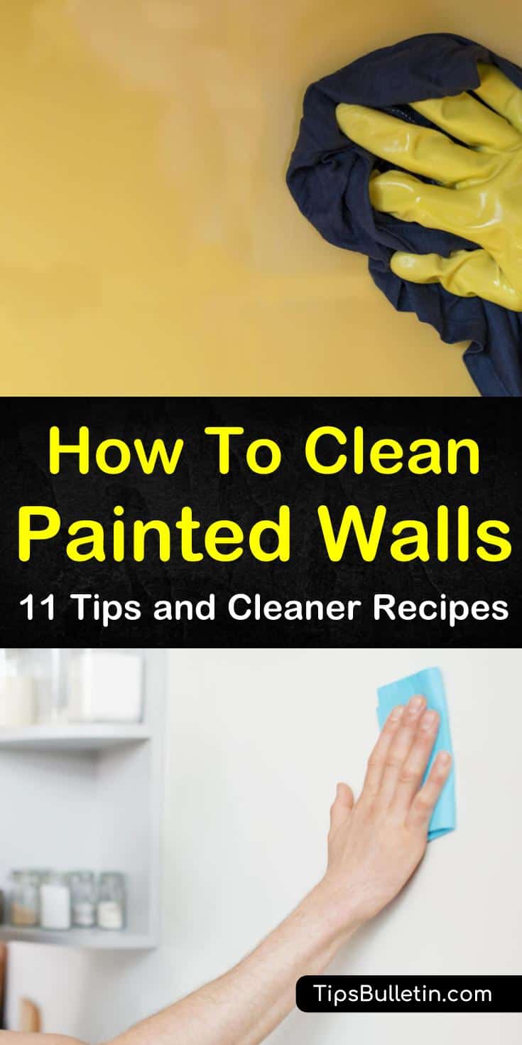 We show you how to remove stains from painted walls in the house using vinegar, baking soda, and other household items. Our easy DIY cleaner recipes will have your walls looking like new. #cleaningpaintedwalls #howtocleanwalls #washpaintedwalls