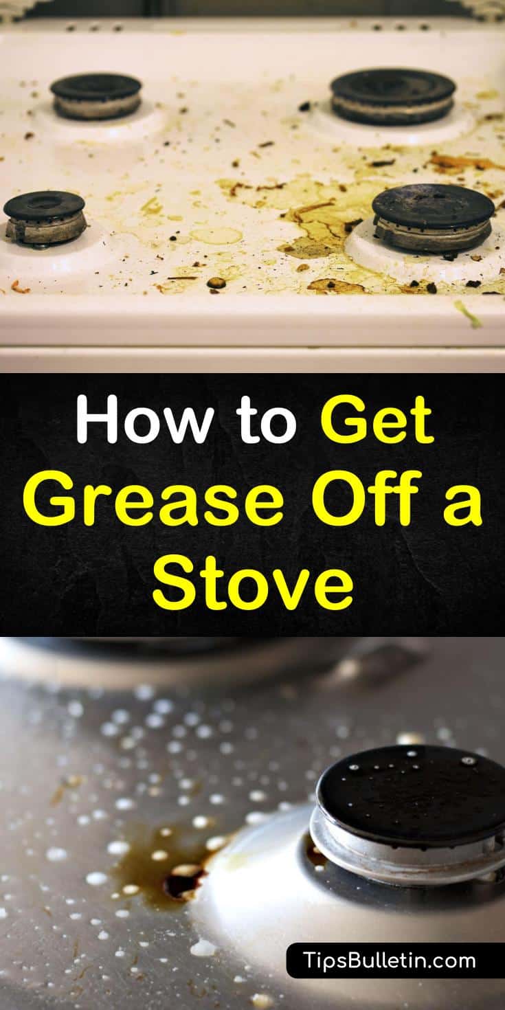 We've got some great tips on how to remove grease from the stove top, burners, range hoods, and even kitchen cabinets. You can even make baking soda and white vinegar cleaning scrubs to clean stainless steel. #cleangreaseoffstove #grease #stove