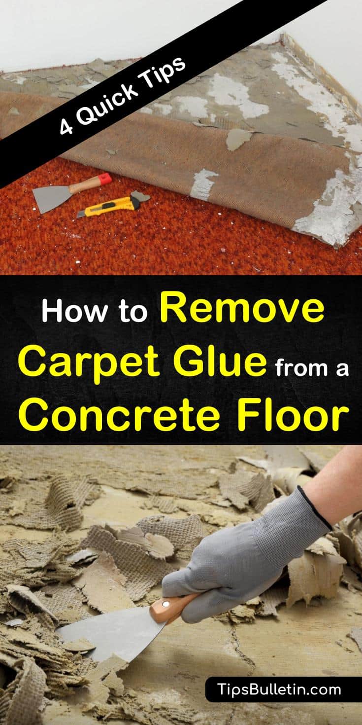 Get yourself out of a sticky situation by knowing how to remove carpet glue from a concrete floor. Try simple solutions to remove adhesive from concrete with boiling water and scrapers. You can even use acetone or WD-40 to remove tough mastic from subfloors. #remove #carpet #glue #concrete #floor