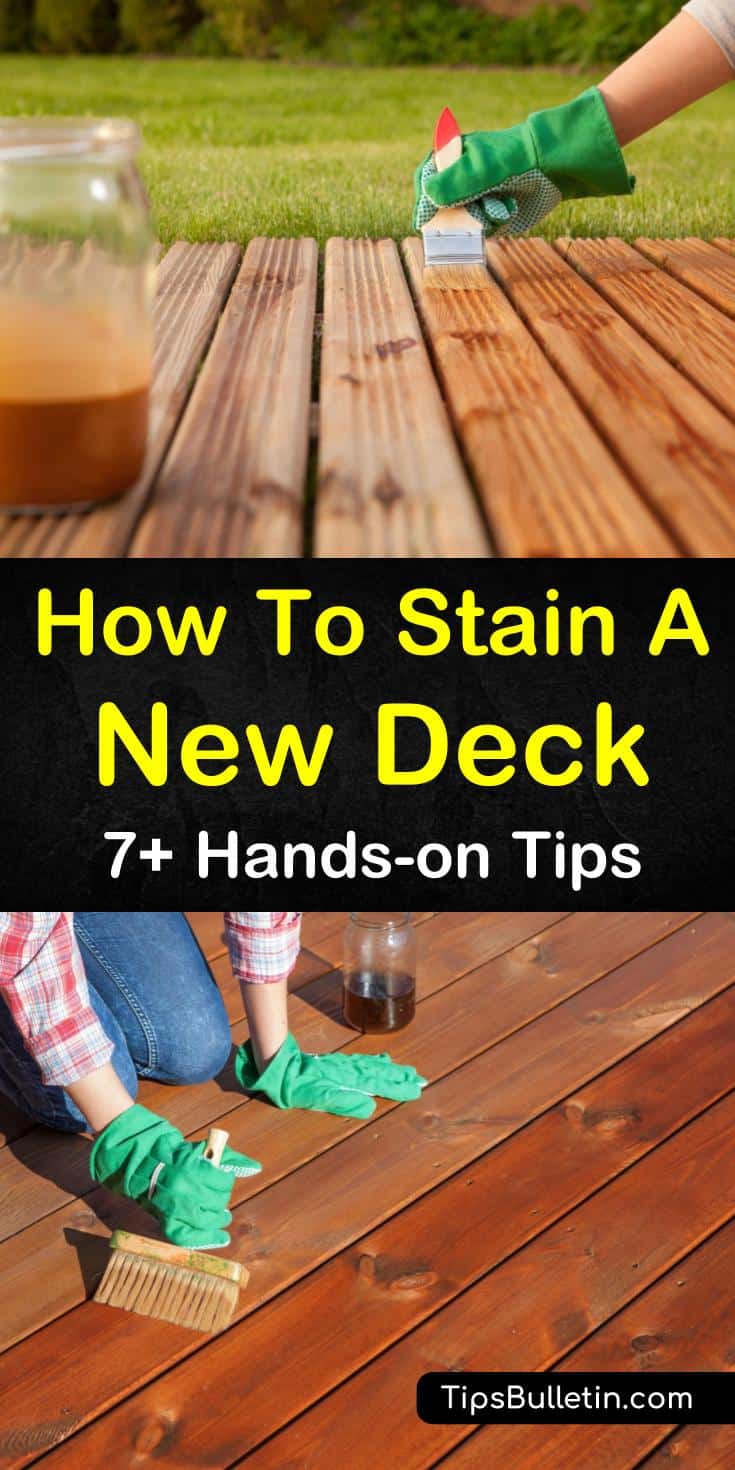 Not staining a new deck could be one of the worst mistakes a homeowner can make. Using the right stain and method, you can easily stain that deck using a paintbrush or paint roller to protect it from the elements. #deckstaining #staining #deck #howtostainadeck