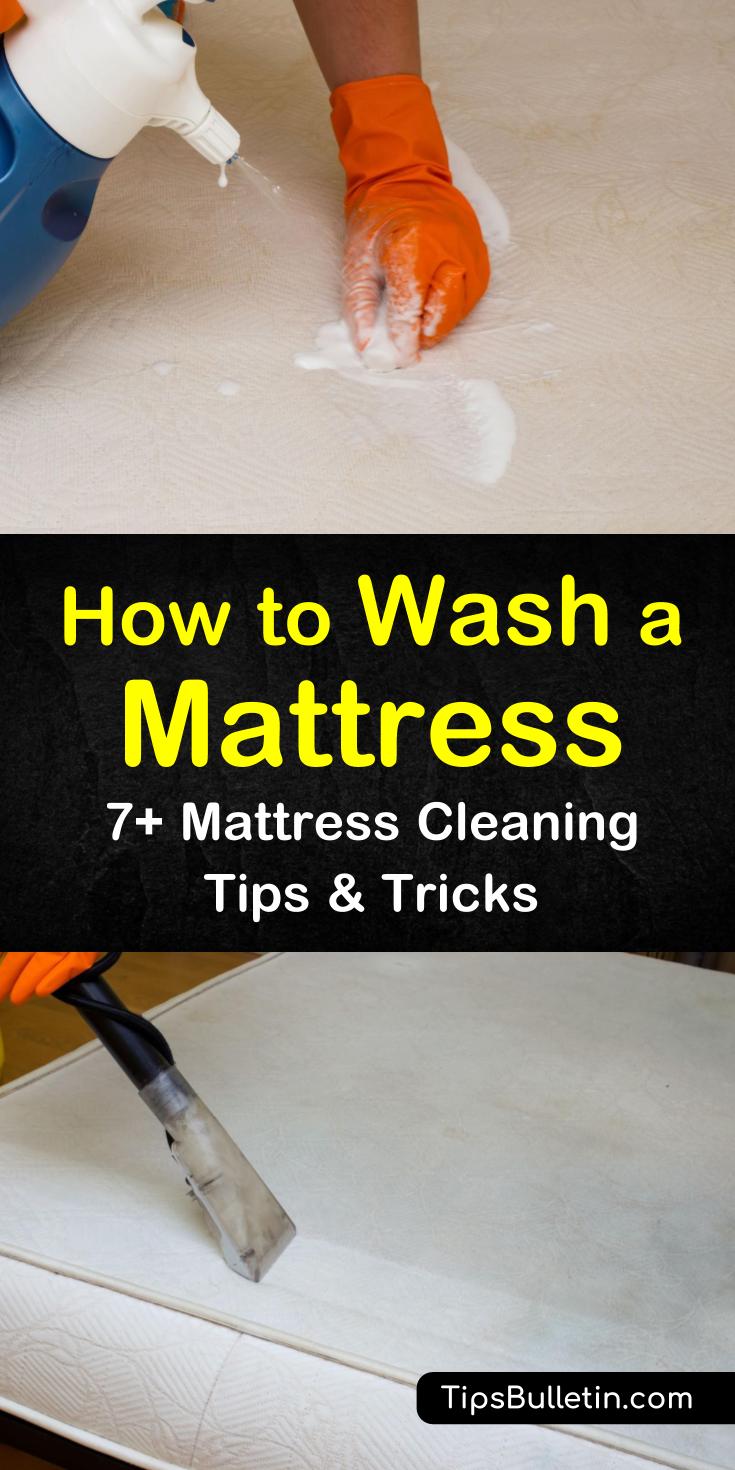 Learn how to wash a mattress at home using products like baking soda and hydrogen peroxide. Use our DIY cleaning tips to remove urine stains from beds and fabrics. Discover how to make cleaning solutions at home to get rid of bed bugs and dust mites. #wash #mattress #cleaning