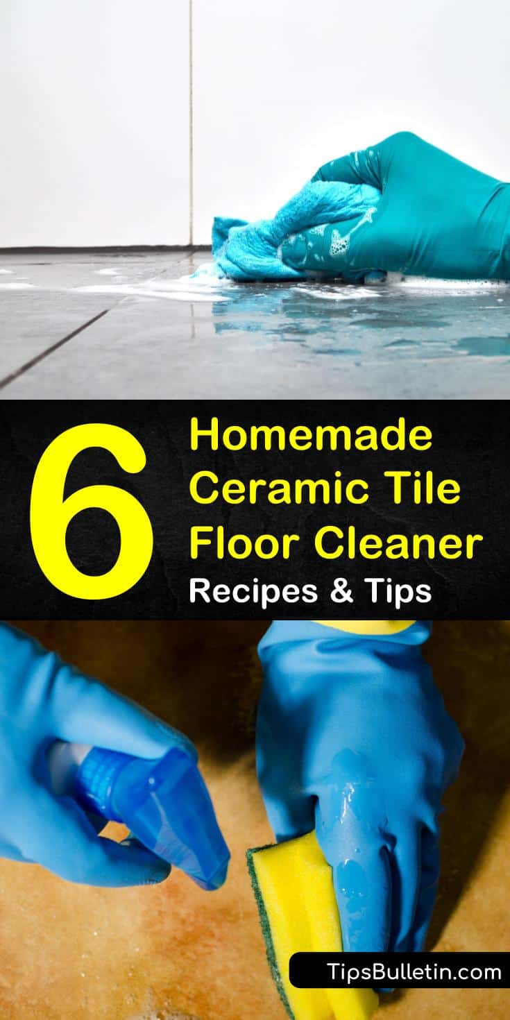 Here are a few DIY ceramic tile floor cleaning solutions that use everyday household items. Use dish soap, white vinegar, and baking soda to bring the shine back to your tiled floors in a few easy steps. #cleaner #ceramic #ceramiccleaner