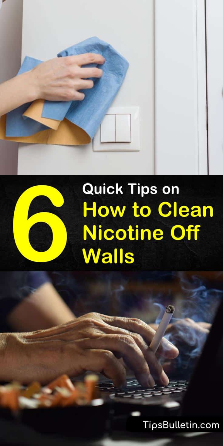 Nobody wants to deal with smoke stained walls, nor do they want to always repaint. We teach you how to remove unsightly nicotine stains using common ingredients like vinegar, baking soda, and dish soap. #cleannicotine #cleanwalls #cleaningsmokeoffwalls