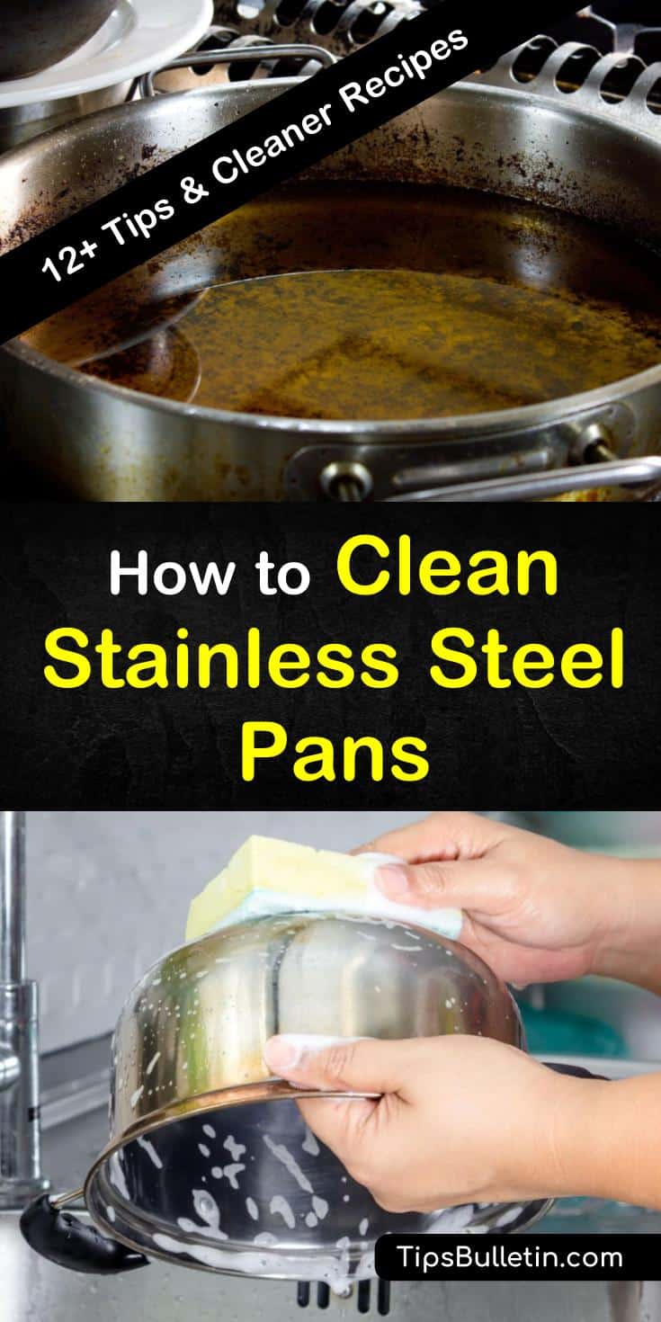 Discover how to clean stainless steel pans without damaging the non-stick surface. Use natural, non-toxic cleaners like baking soda, vinegar, and lime to lift grease from the bottom of your pans. Try these solutions for how to remove burn marks and stuck-on foods easily. #clean #stainlesssteel #pans