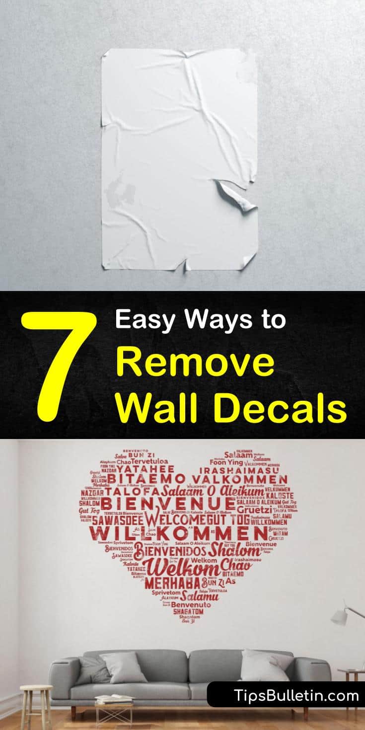 Need to know how to remove wall decals without damaging the surface of your wall? Try these amazing methods for removing vinyl wall decals and stickers from your walls. Keep the paint job on your wall safe using careful methods like heat and oil to eliminate sticky residue. #remove #wall #decals