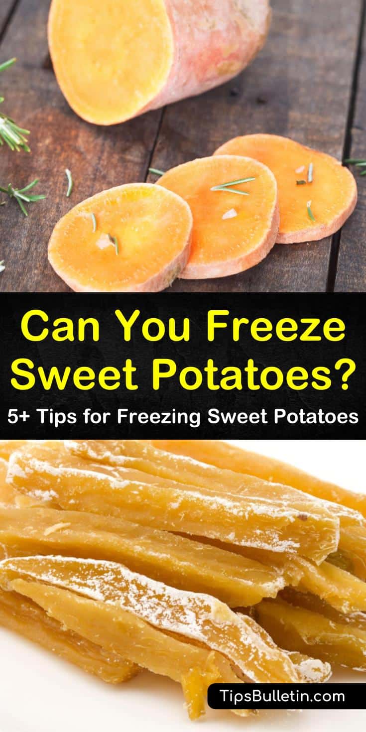Learn how to freeze raw and cooked sweet potatoes in a few simple steps. Freeze baked sweet potatoes or sweet potato wedges for making fries. Prepare and freeze a sweet potato casserole ahead of time and bake it over the holidays. #freezesweetpotatoes ##freezingsweetpotatoes #freezeyams