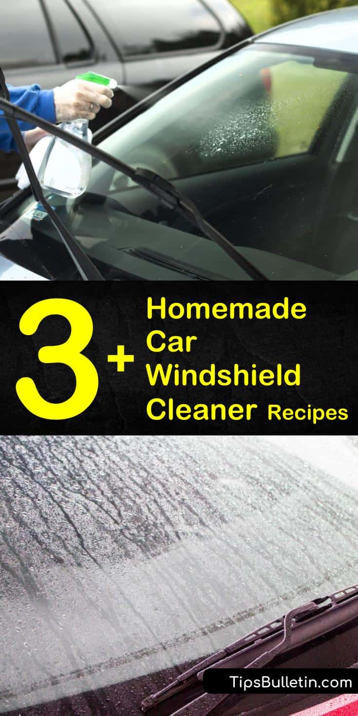 Try these homemade car windshield cleaner recipes for hand washing or filling the fluid reservoir. Learn how to make a glass cleaner using natural ingredients like vinegar or lemon juice. Add rubbing alcohol as the best way to keep your washer fluid from freezing. #homemade #car #windshield #cleaner