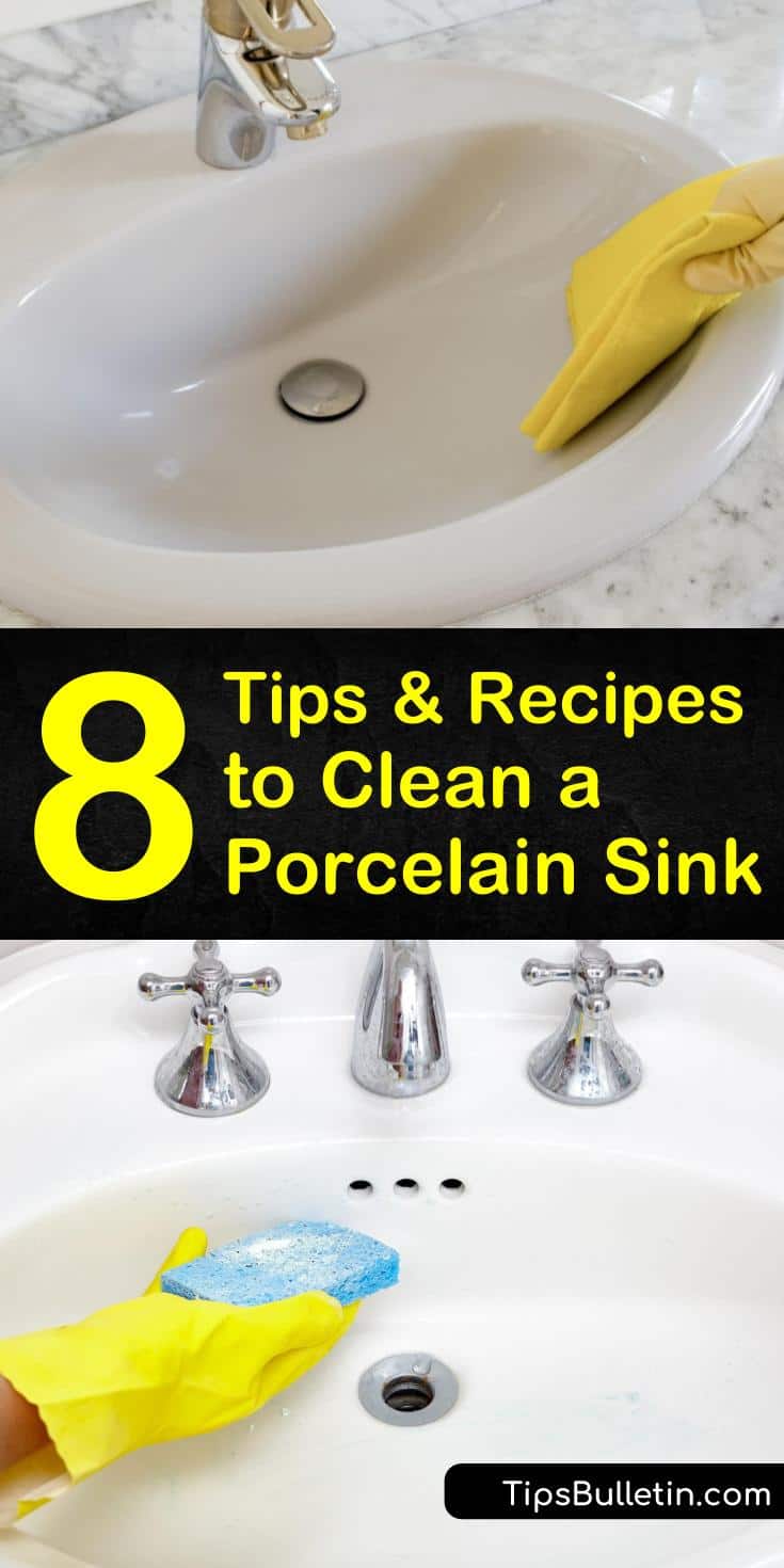 Learn how to remove stains and scratches from your porcelain sinks and get them looking like new. Using natural cleaners like baking soda, lemon, and salt not only cleans your kitchens, but deodorizes them, too. #cleanporcelain #sinks #restoreporcelain