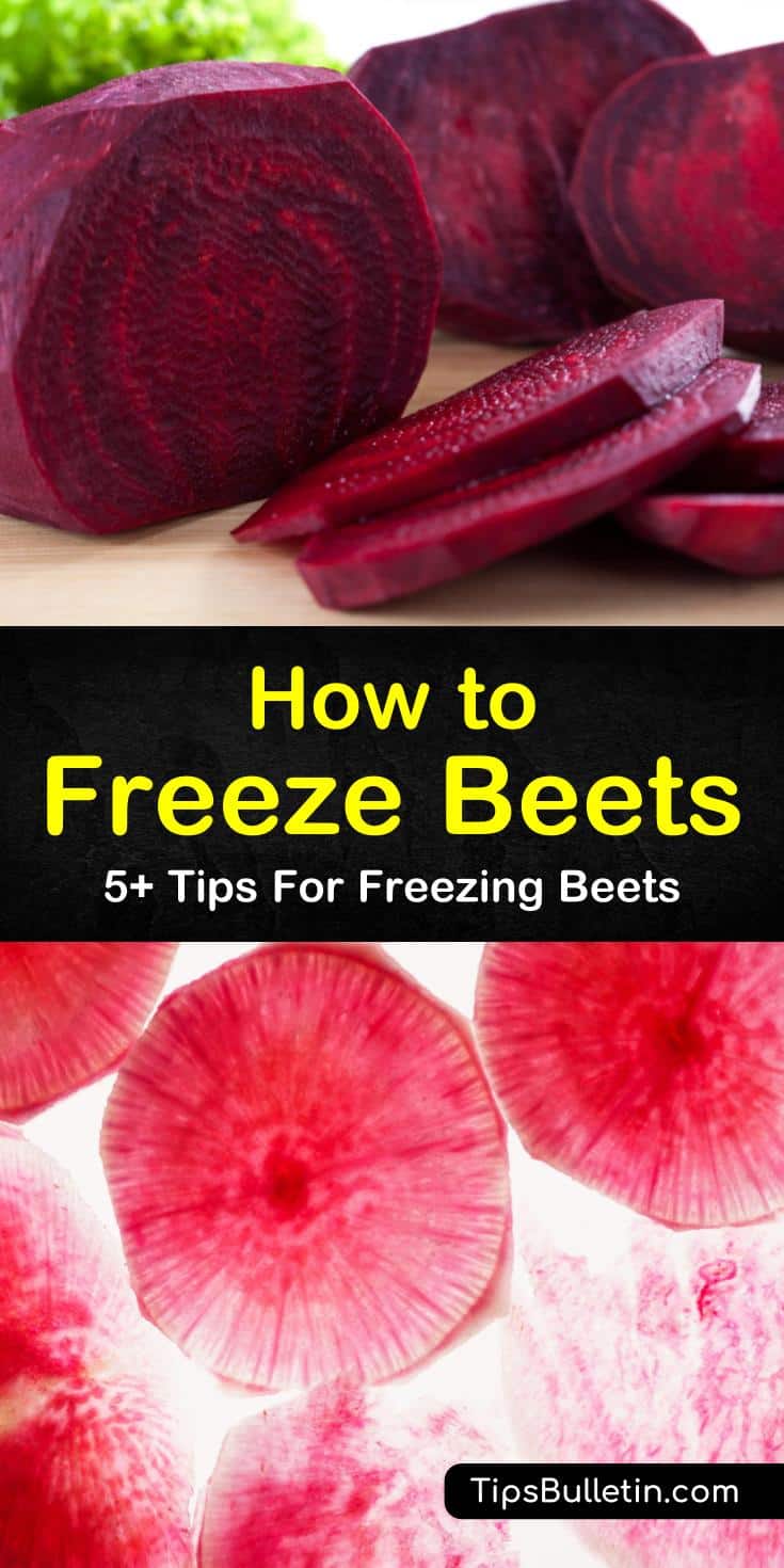 Learn how to cook and freeze beets properly in a few easy steps. Freezing beets now will provide you with a full year of beets. Conveniently use frozen beets for smoothies or borscht. Enjoy raw beets in a salad or roasted beets in a side dish. #freezebeets #howtofreezebeets #frozenbeets