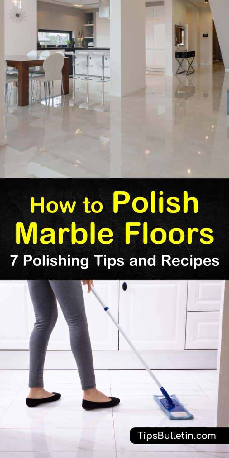 Discover the secrets to keeping your marble flooring full of luster and shine, whether you have marble in the kitchen, living room, or bathroom. Use a DIY marble polish to restore your floors to their natural state of beauty. #polishmarblefloors #homemademarblepolish #polishmarble