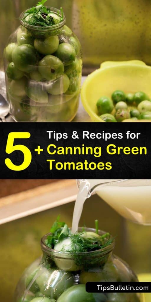 Ready to try canning green tomatoes instead of using the same old fried green tomatoes recipe? These helpful tips for processing your pint jars in a water bath canner are all you need to get started. Try some yummy recipes for relish, salsa, and even pickled green tomatoes. #canning #green #tomatoes