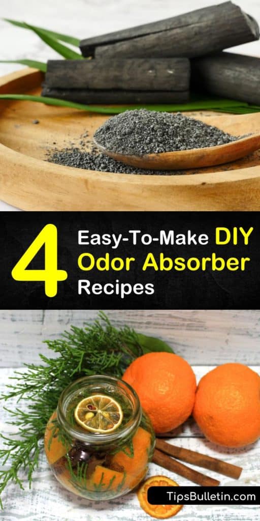 Try these amazing homemade odor absorber recipes and tips to keep your home smelling great. Discover natural deodorizer sprays and powders using white vinegar or your favorite essential oil. Get rid of stinky odors for good with charcoal deodorizing ideas. #homemade #odor #absorber #deodorizer