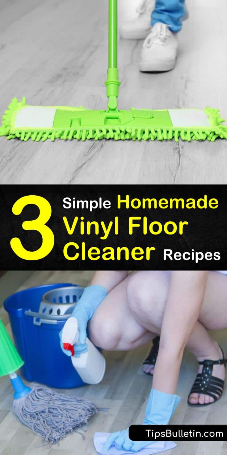 Discover simple DIY vinyl floor cleaning recipes that are perfect for kitchens and bathrooms. These homemade cleaners use simple household ingredients like white vinegar and baby oil to get your floors shinier than ever. #vinylcleaner #diyvinylcleaner #cleanvinyl