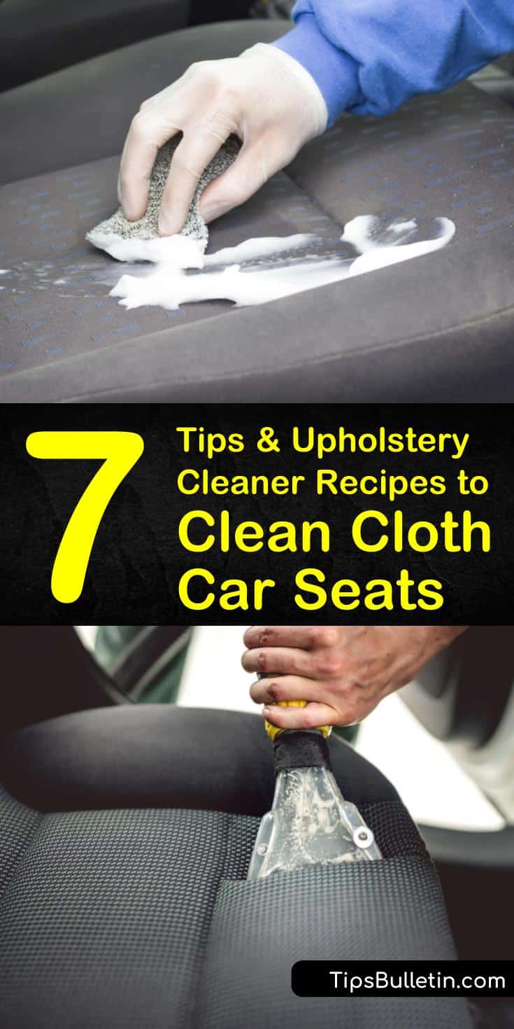 Learn how to remove upholstery stains from vehicles using baking soda, white vinegar, dish soap, and a toothbrush in a few simple steps. Clean away old grime and dirt from cloth car seats to keep your car looking like new. #clothcarseatcleaner #clothcarseat #carseatcleaning