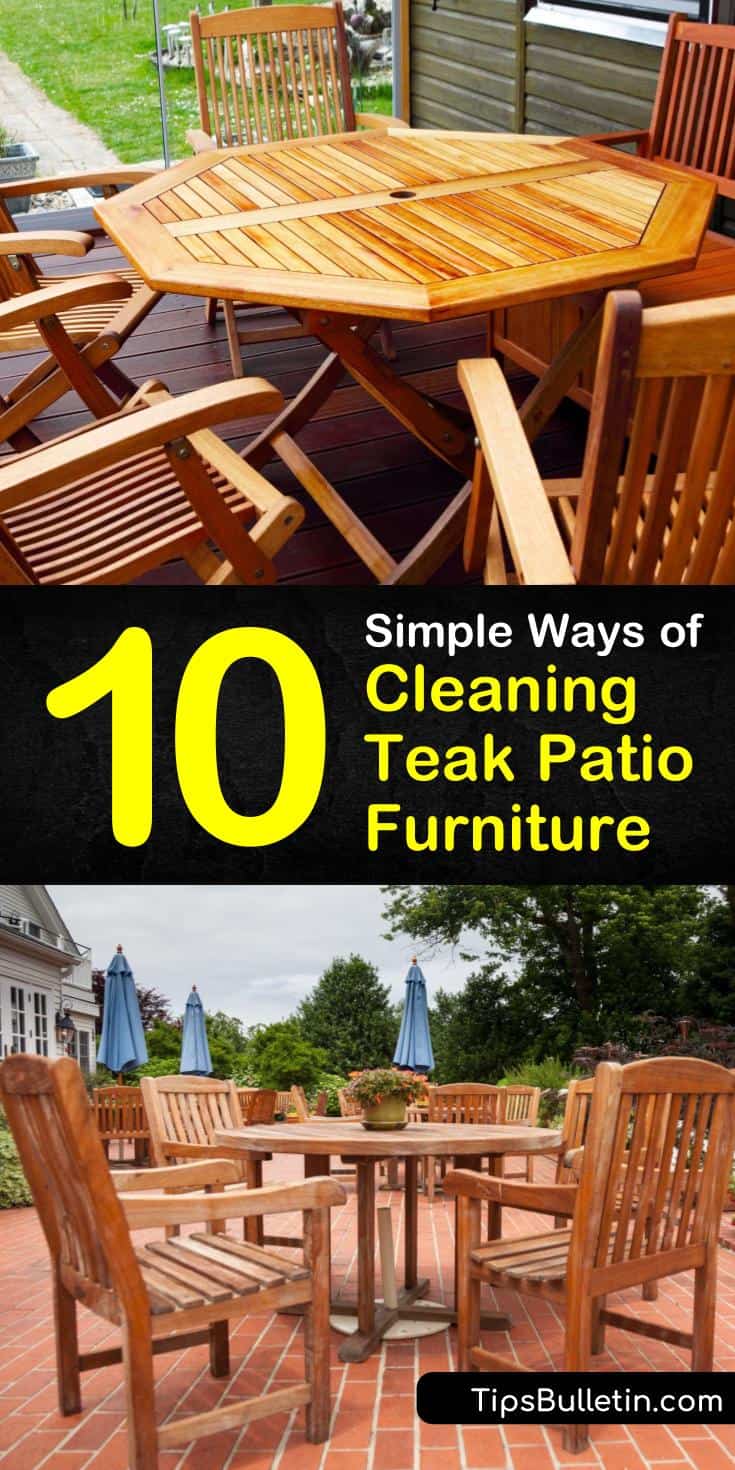 Learn how to clean teak furniture using products like bleach, vinegar, and commercial teak oil. Discover how to restore graying patio furniture by sanding or using products like TSP. Restore and protect damaged wood furniture by using teak oil on the surface. #clean #teak #furniture #patio #outdoor