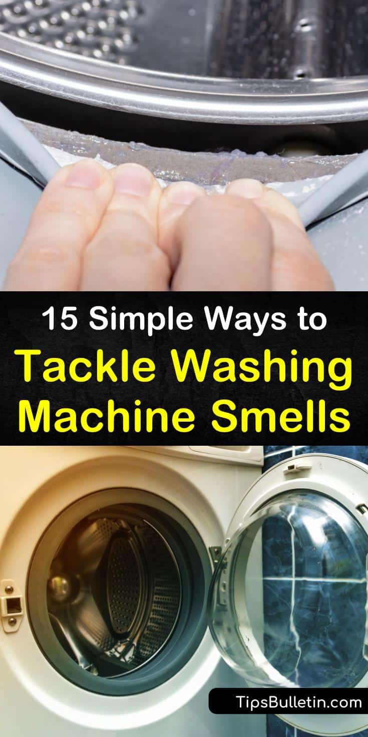 Mold and mildew in top and front loader machines are the leading cause for bad laundry room smells. Get rid of that nasty washing machine smell using bleach and hot water on a regular wash cycle. #washingmachineodors #getridofwashingmachinesmells #smellywasher