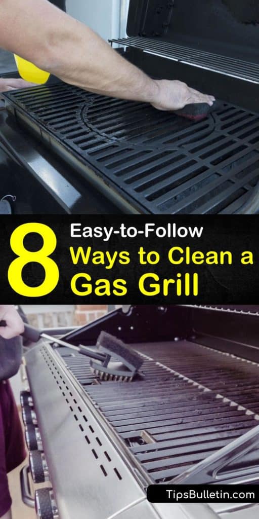 Learn how to clean your gas or electric BBQ and charcoal grill in a few easy steps. Clean a stainless steel surface with a vinegar solution and paper towels, and cast iron grill grates with soapy water and a hard bristle brush. #howtocleanagrill #cleanbbq #cleangrill