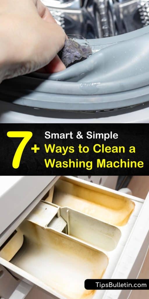 Learn how to clean away mildew in a top or front-loading washer using vinegar and a heavy duty hot water wash cycle. Wipe down the washer to remove grime and use a toothbrush to clean the fabric softener dispenser. #cleanwashingmachine #washingmachinecleaner #cleanwasher