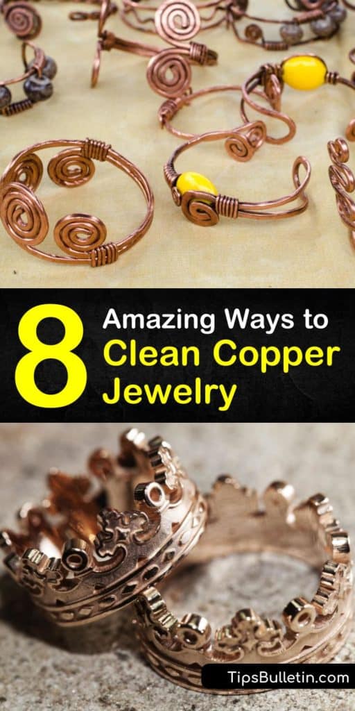 Try these amazing new ideas for how to clean copper jewelry with baking soda, tea tree oil, and a toothbrush. Use simple ingredients like ketchup, lemon juice, and salt to scrub clean your copper pieces. Seal jewelry with a clear coat of polish to prevent future tarnishing. #clean #copper #jewelry