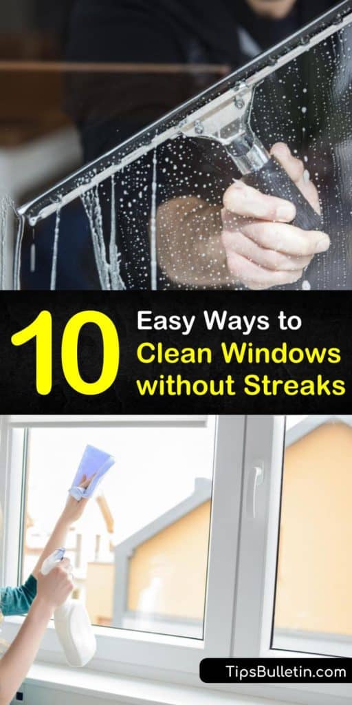 Learn how to clean windows using the right cleaning solution. Make a homemade window cleaner with white vinegar, dish soap, rubbing alcohol, water, and a spray bottle and use paper towels or a microfiber cloth for cleaning windows. #cleanwindowswithoutstreaks #streakfreewindows #cleanwindows