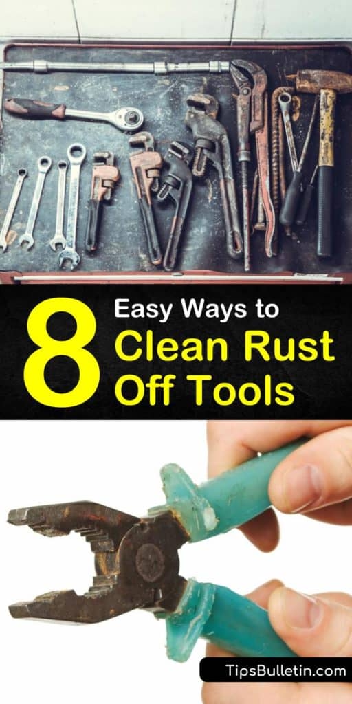 Discover how to remove rust from tools using DIY solutions with baking soda and white vinegar. Use steel wool and sandpaper for scrubbing rusty-tools and other rust removal techniques on old hand tools. #rust #tools #cleaningrustytools #removerust