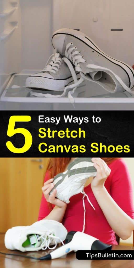 Learn how to stretch out a pair of shoes without causing blisters on your poor feet. Stretch canvas shoes with a hair dryer and an extra pair of socks or use your microwave to loosen tight shoes. #stretchcanvasshoes #canvasshoes #howtostretch