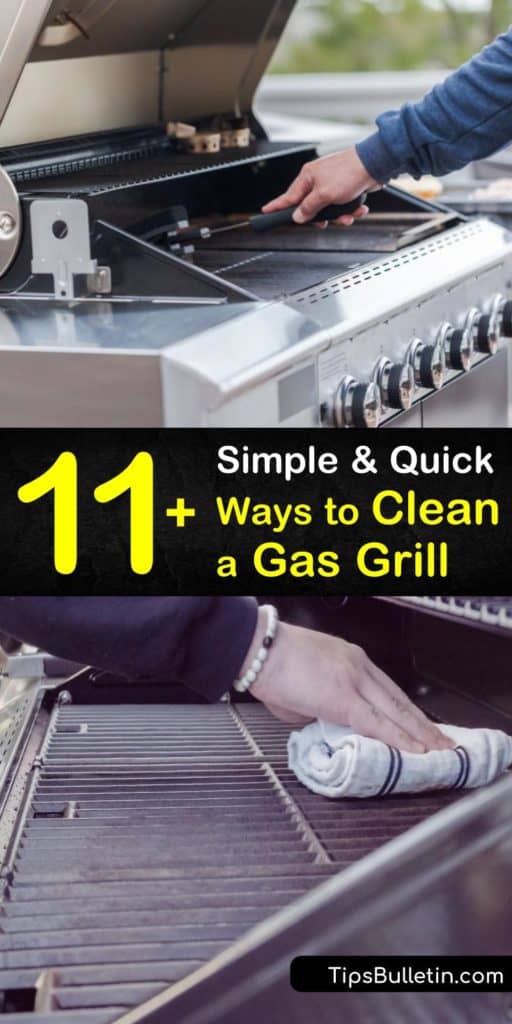 Discover excellent ideas for how to clean a gas grill using a wire brush to clear away greasy build up and foods. Try easy scrubbing recipes from soap and water to baking soda and lemongrass oil. Learn the best ways to clean tough metals like stainless steel and cast iron grills. #clean #gas #grill