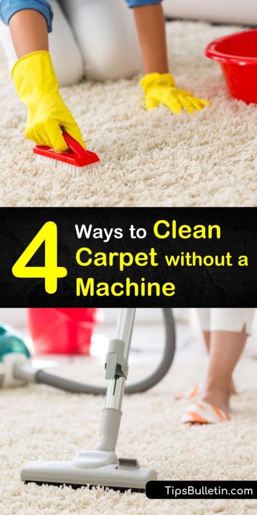 Let us show you how to deep clean your carpet without using a vacuum cleaner or a steam cleaner. Learn how to use white vinegar, baking soda, and warm water to clean your carpets without too much scrubbing. #deepcleancarpets #cleaningcarpetsnaturally #cleancarpetswithoutmachines