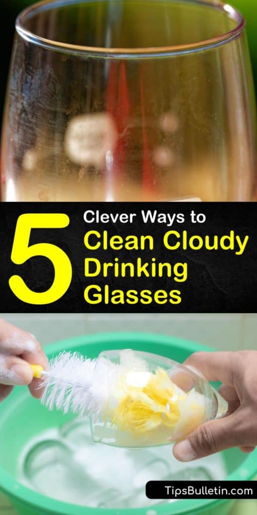 Learn how to clean cloudy drinking glasses using white vinegar, hot water, and dishwasher detergent. Our guide shows you the best ways to remove build-up from drinking glasses and helps you clean cloudy glasses for good. #cloudyglass #glasscleaning #glass #cleaning