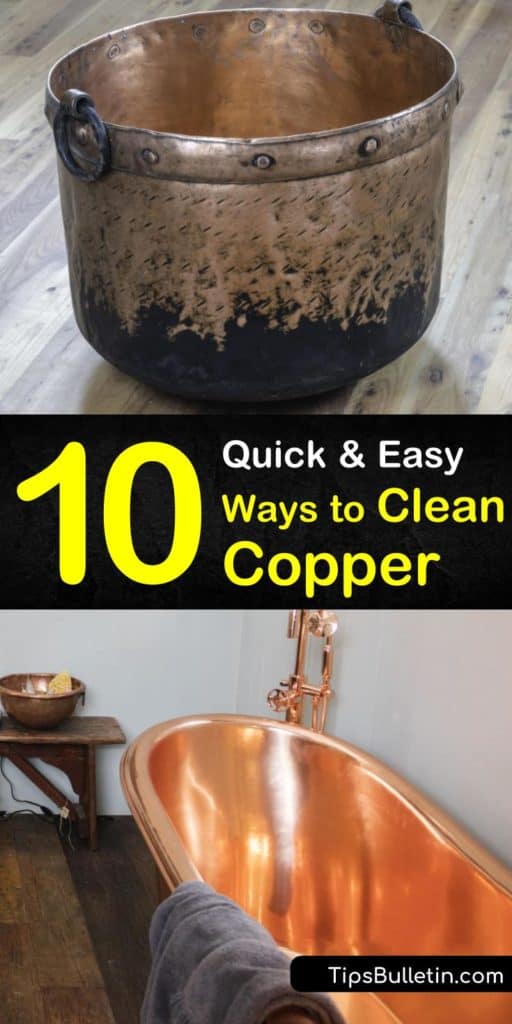 Tired of endlessly scrubbing copper pots and cookware? Let us show you how to quickly and easily remove patina and tough grime from your copper with kitchen staples like ketchup, baking soda, salt, lemon, vinegar and minimal elbow grease. #cleancopper #coppercleaning #clean #copper