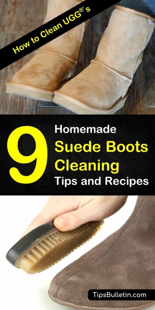 Tips and tricks for how to clean UGGs at home with simple, budget friendly products. Learn how to remove stains with vinegar and eliminate odor with baking soda. These awesome DIY life hacks will keep your boots looking new. #uggs #cleansuede #boots #cleanuggboots