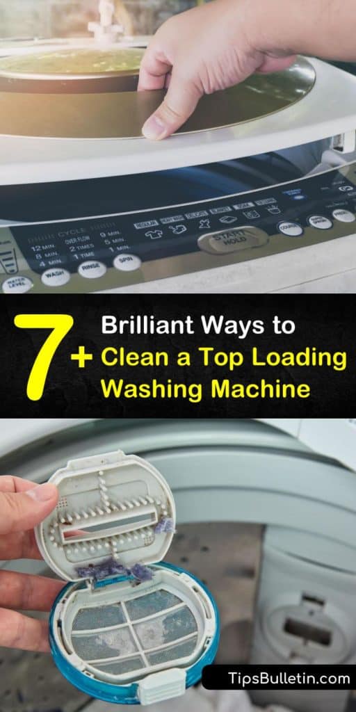 Find out how to clean a top-loading washing machine, from adding white vinegar or bleach to the liquid detergent dispenser or scrubbing mildew using a toothbrush and baking soda. #toploader #toploadingwashingmachine #cleaningwashingmachines #clean #washer