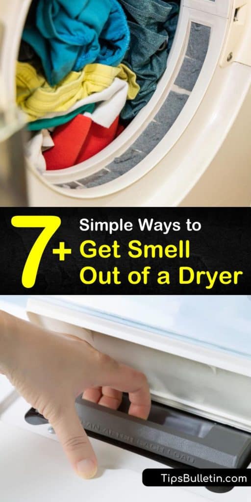 Learn how to clean your clothes dryer to remove a musty smell and foul odors. Clean the lint tray with a vacuum cleaner, wipe down the drum with hot water and bleach, and clean the gasket with white vinegar and baking soda. #dryersmells #dryerodor #smelly #dryer