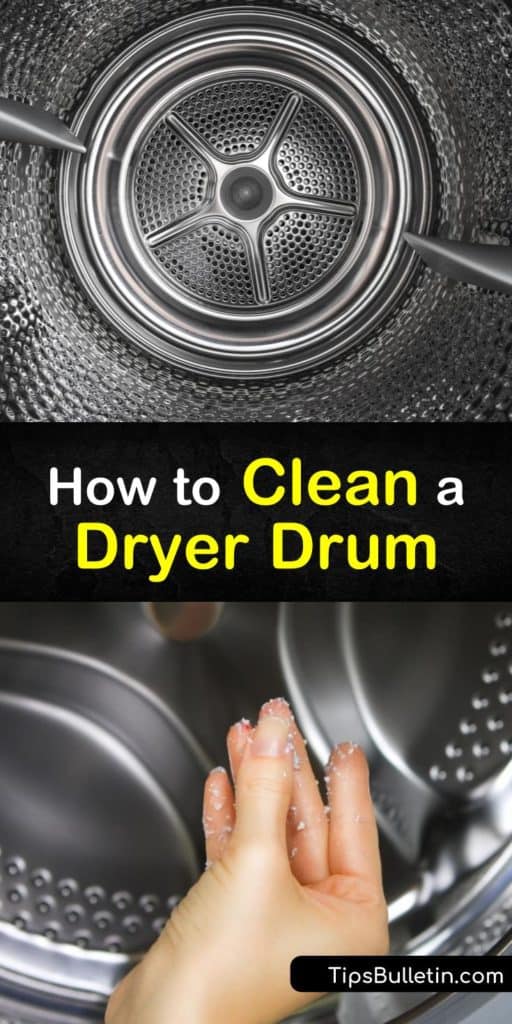 Discover how to clean your clothes dryer and prevent lint build-up before issues arise. Products like bleach and hot water on a soft cloth even remove dye. #howtocleandryer #cleaningdryerdrum #dryer #drum #cleaning