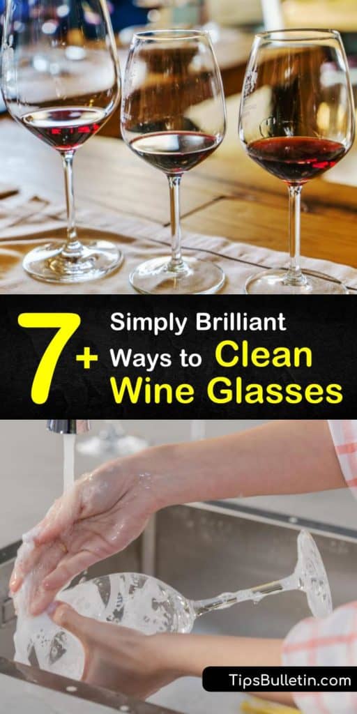 Discover the easiest ways to clean wine glasses or a decanter. Stemware with red wine stains stands no chance against the right dish soap and a lint-free towel. Kiss hand-washing your glassware goodbye for good. #clean #wine #glasses #stains