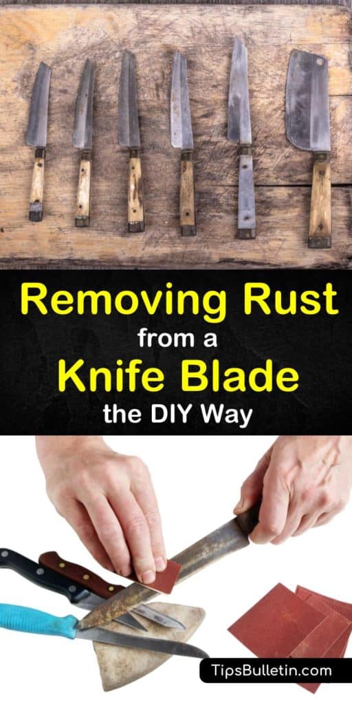 Try these DIY tips and tricks for scrubbing away rust from kitchen knives. Maybe your knife blade started rusting after going through the dishwasher, but it's easy to remove rust stains using everyday products like white vinegar and baking soda. #rustyknives #kitchenknives #removerust