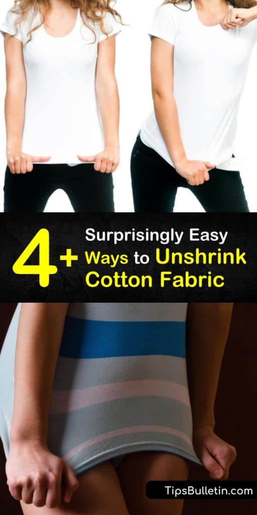 Accidentally shrinking your favorite cotton or rayon t-shirt is disappointing. Discover how to unsrhink-clothes made of cotton back to their original size using lukewarm water, fabric softener, Borax, and white vinegar. #unshrinkcotton #unshrinking #cotton #stretch