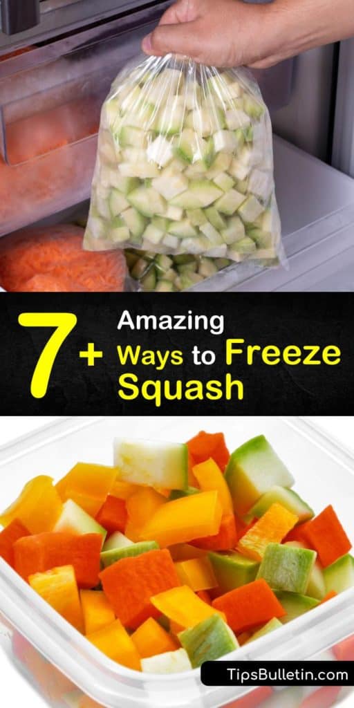 Discover how to enjoy fresh-squash all year round by blanching and freezing. Freeze all types of squash, including spaghetti. Slice yellow squash into boiling water, plunge them into ice water, and drain and store them in freezer bags. #howtofreezesquash #freezingsquash #freeze #squash