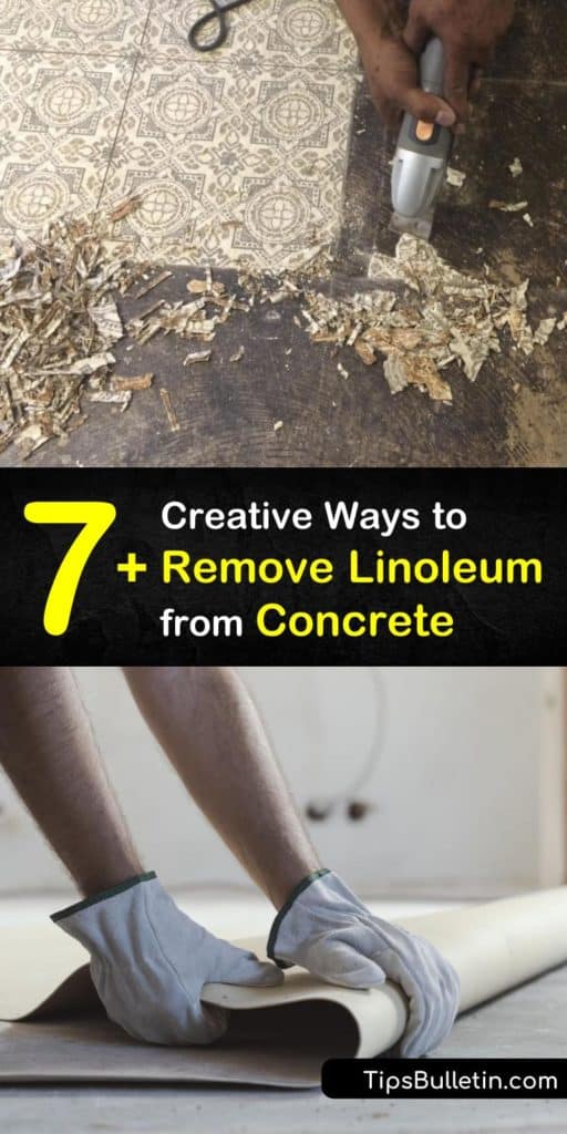 If your old linoleum looks drab and dated, it’s time to install a new floor. Learn how to remove vinyl flooring from a subfloor or concrete floor using a utility knife, floor scraper, and adhesive remover. #linoleum #remove #concrete