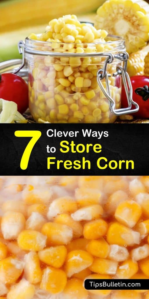 Learn how to store fresh corn in the fridge for the short term and blanch whole ears of corn for the freezer. Freeze sweet corn kernels and store them in freezer bags, or make a batch of pickled corn relish to keep in the refrigerator. #storing #corn #fresh