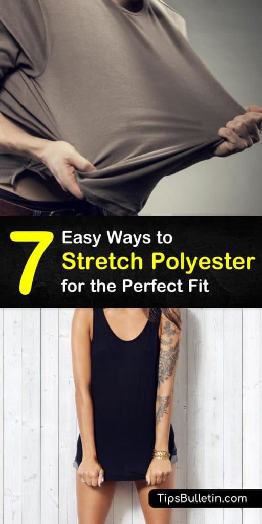 Is your polyester shirt too small? Learn how to stretch polyester fabric and 4 way stretch fabrics using a spray bottle, warm water, and conditioner, and stretch your polyester blend t-shirt back to its original size. #howto #stretch #polyester