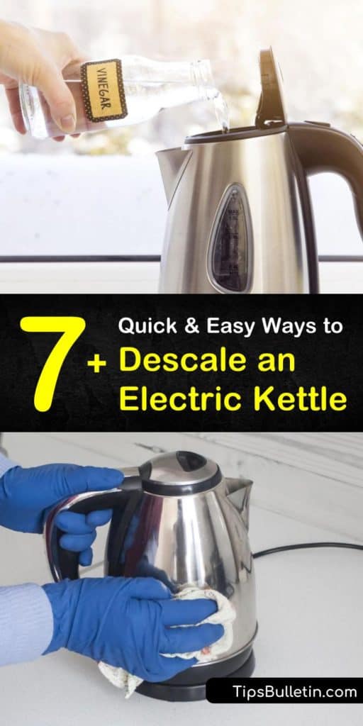 Learn how to descale an electric kettle using household items like citric acid and baking soda. These DIY tricks get rid of mineral deposits and limescale build up, allowing the heating element to work better. Just add ingredients to boiling water to descale a kettle. #descale #electric #kettle