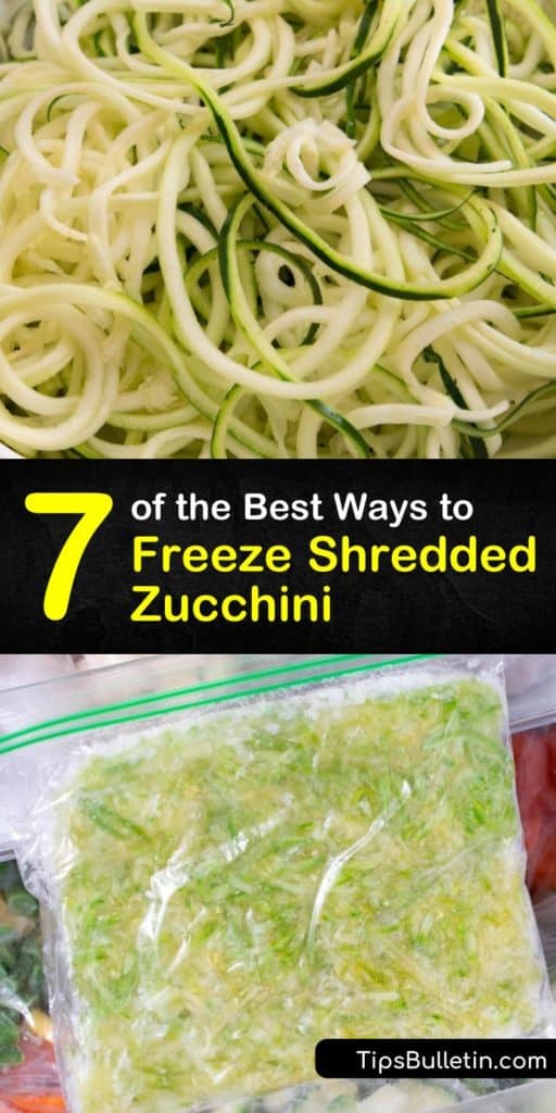 Prepare your taste buds for delicious zucchini bread and other treats made from frozen zucchini using this guide for blanching, shredding, and freezing zucchini and other similar veggies in freezer bags that last all year long. #freeze #shredded #zucchini