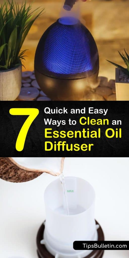 Find out quick and easy ways to clean your essential oil diffuser. Cut down on buildup and mildew with these simple cleaning methods and get the maximum benefits from diffusing your essential oils. #howto #clean #essentialoil #diffuser #diy