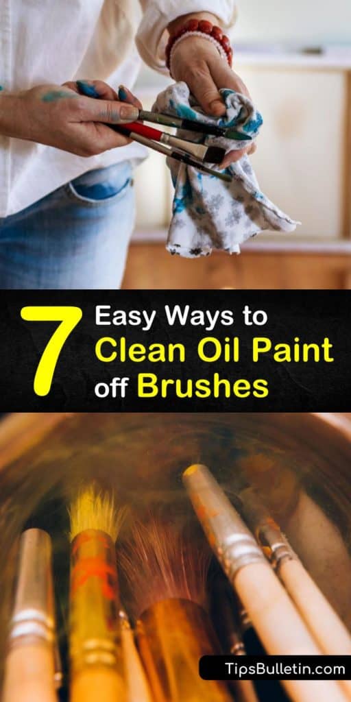 Learn how to clean oil paint brushes using the right brush cleaner to keep their shape. Clean up by removing excess paint with paper towel and dish soap, and finish with a solvent such as mineral spirits or paint thinner. #cleaning #oil #paint #brushes #howto