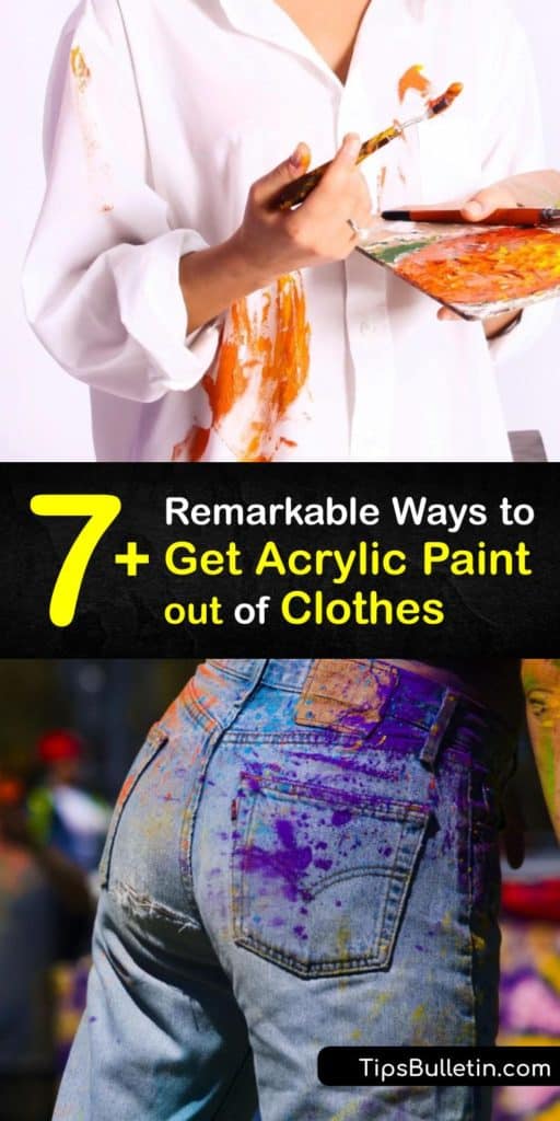 Utilize things found around your home like paper towel, nail polish remover, acetone, and hairspray to remove paint that has stained your favorite clothing. Dab away even the toughest paint stains by finding your favorite homemade stain remover from this list. #acrylic #paint #clothes #remove