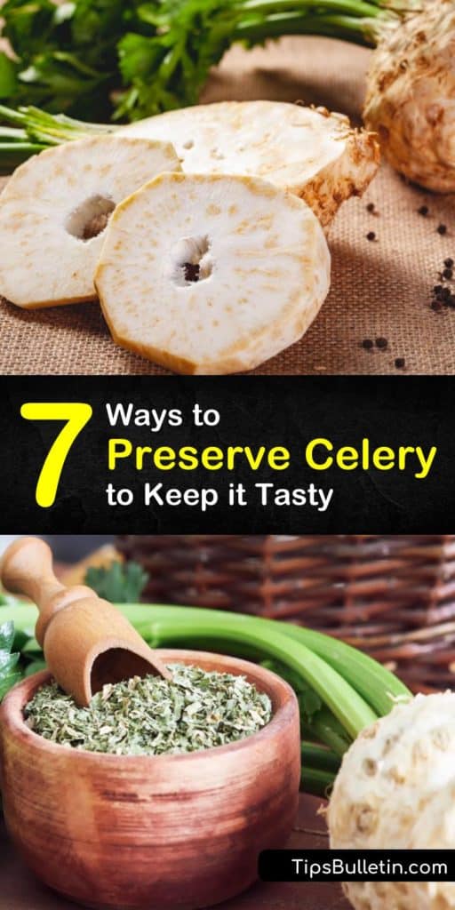 Learn how to store celery to preserve its crispy texture and mild flavor by keeping a bunch of celery in the crisper drawer of the fridge. We’ll show you how to keep celery longer by blanching it for the freezer or drying it for soups and stews. #preserve #celery #howto